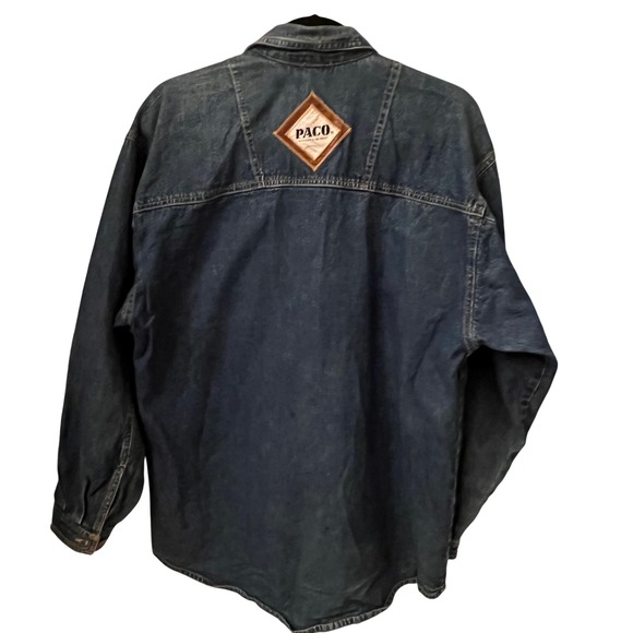 PACO Vintage 90's Jeans Denim Shirt Western Aztec LinedMens Medium - Picture 4 of 10